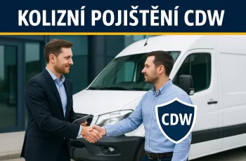 pohled na dva muže před bílou dodávkou podávajíc si ruce, pojištění cdw