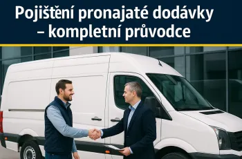 pohled na dva muže podávající si ruku před bílou dodávkou sjednávajíc pojištění