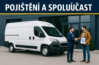 dva muži před bílou dodávkou řešící pojištění